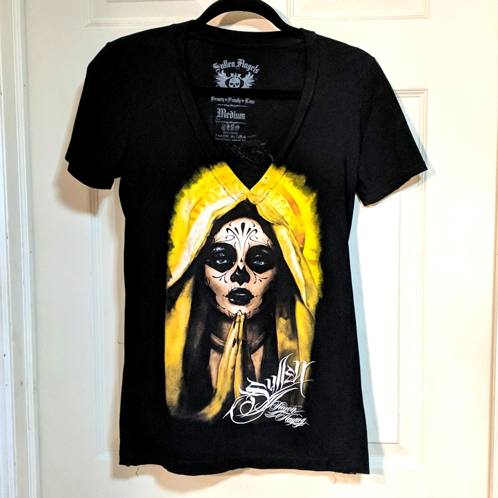Sullen Angels deep V-neck Tshirt size medium